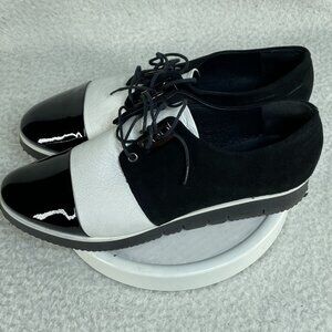 Ulmani Shoes Womens US 9 Suede Leather NEW From Slovakia. Black & White Lace Up